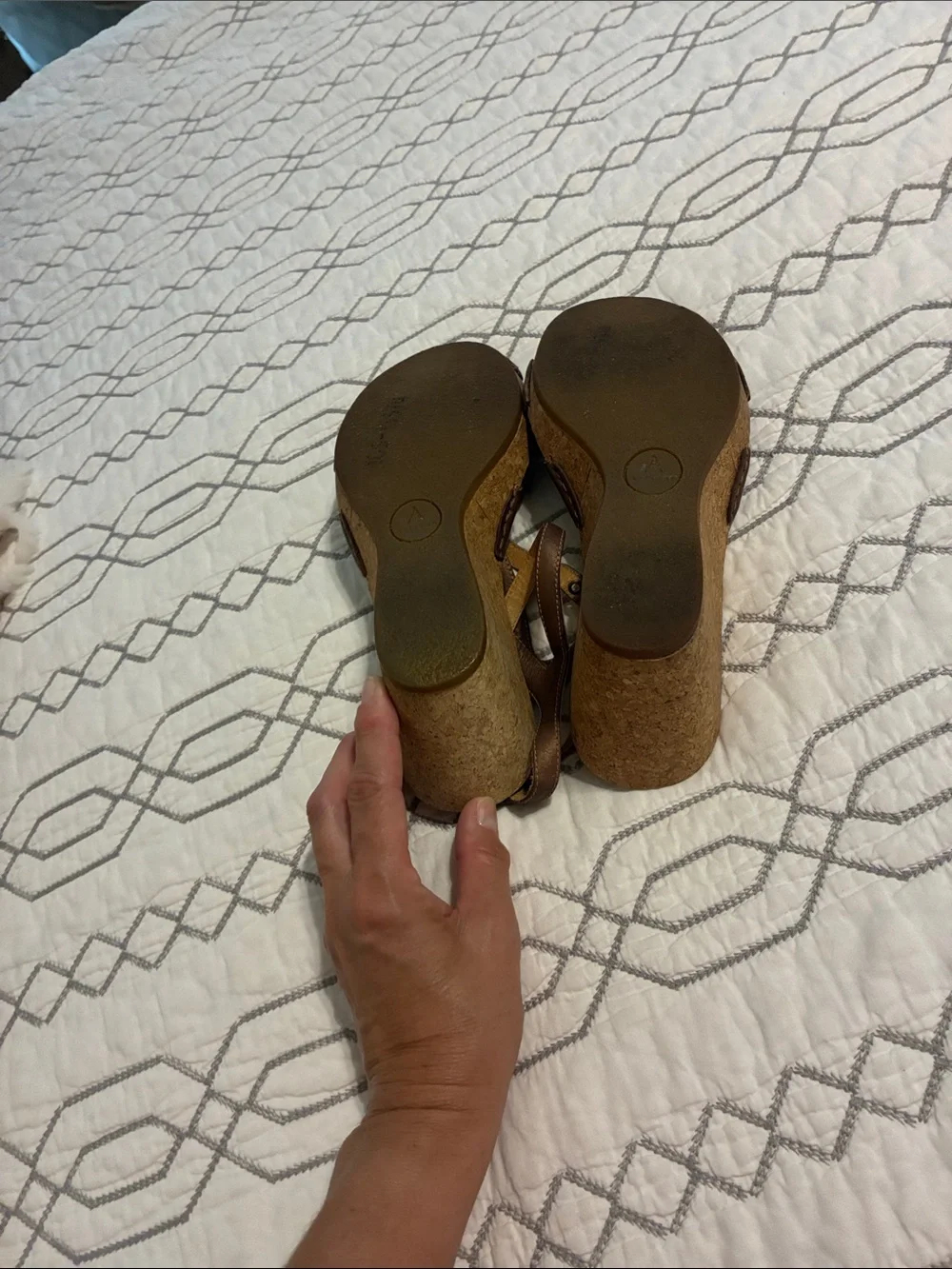 Clarks Brown Leather Slingback Wedge Sandals with Cutout Toe